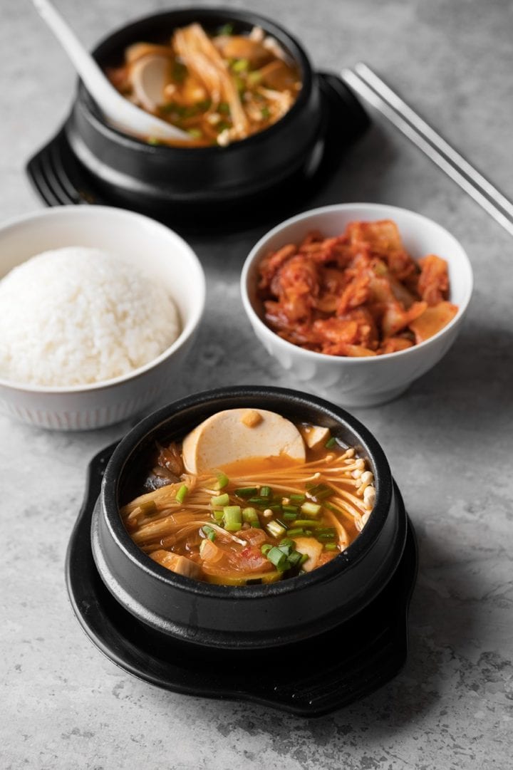Sundubu jjigae (ragoût de tofu épicé) vegan Healthy Alie