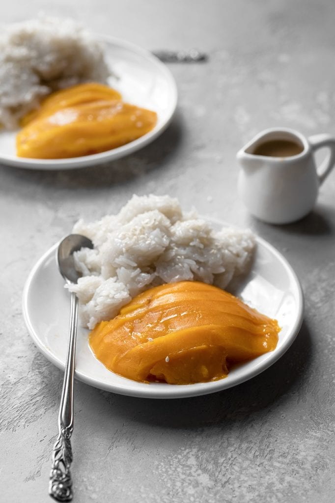 Sticky rice riz gluant à la mangue ou khao neow mamuang - Recette Ptitchef