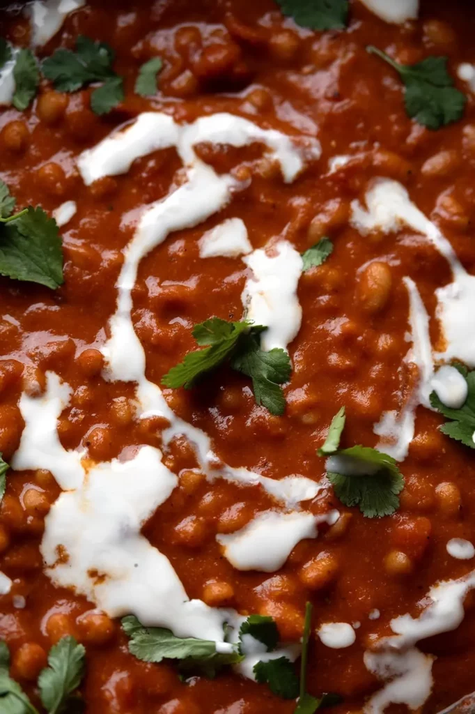 Ragoût de haricots blancs à la tomate dans une assiette creuse